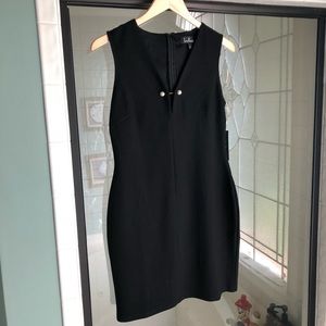 Sleeveless black mini dress
